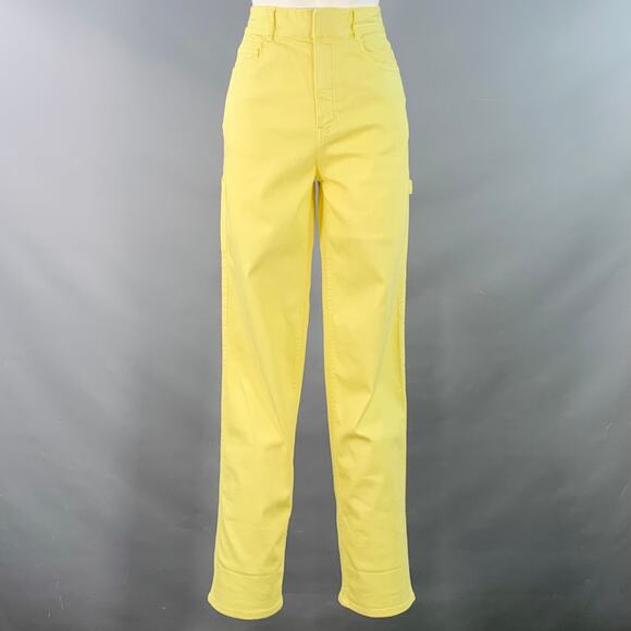 TIBI Size 25 Yellow Cotton Blend Straight Five Pocket Zip Fly Casual Pants - Picture 1 of 5
